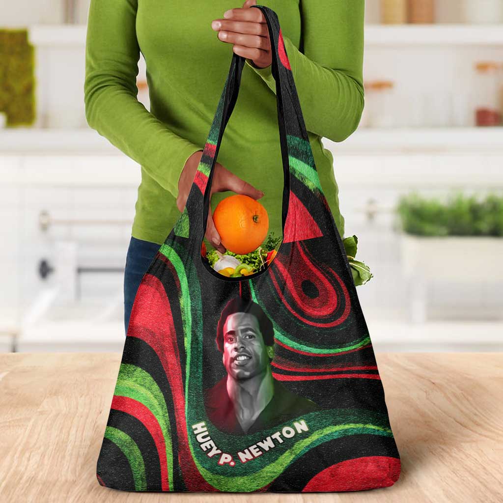 Huey P. Newton Grocery Bag Swirl Design Black Panther Party Symbol Revolutionary Tribute - Wonder Print Shop