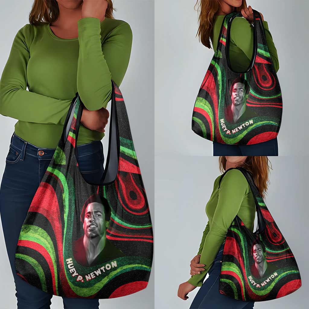 Huey P. Newton Grocery Bag Swirl Design Black Panther Party Symbol Revolutionary Tribute - Wonder Print Shop