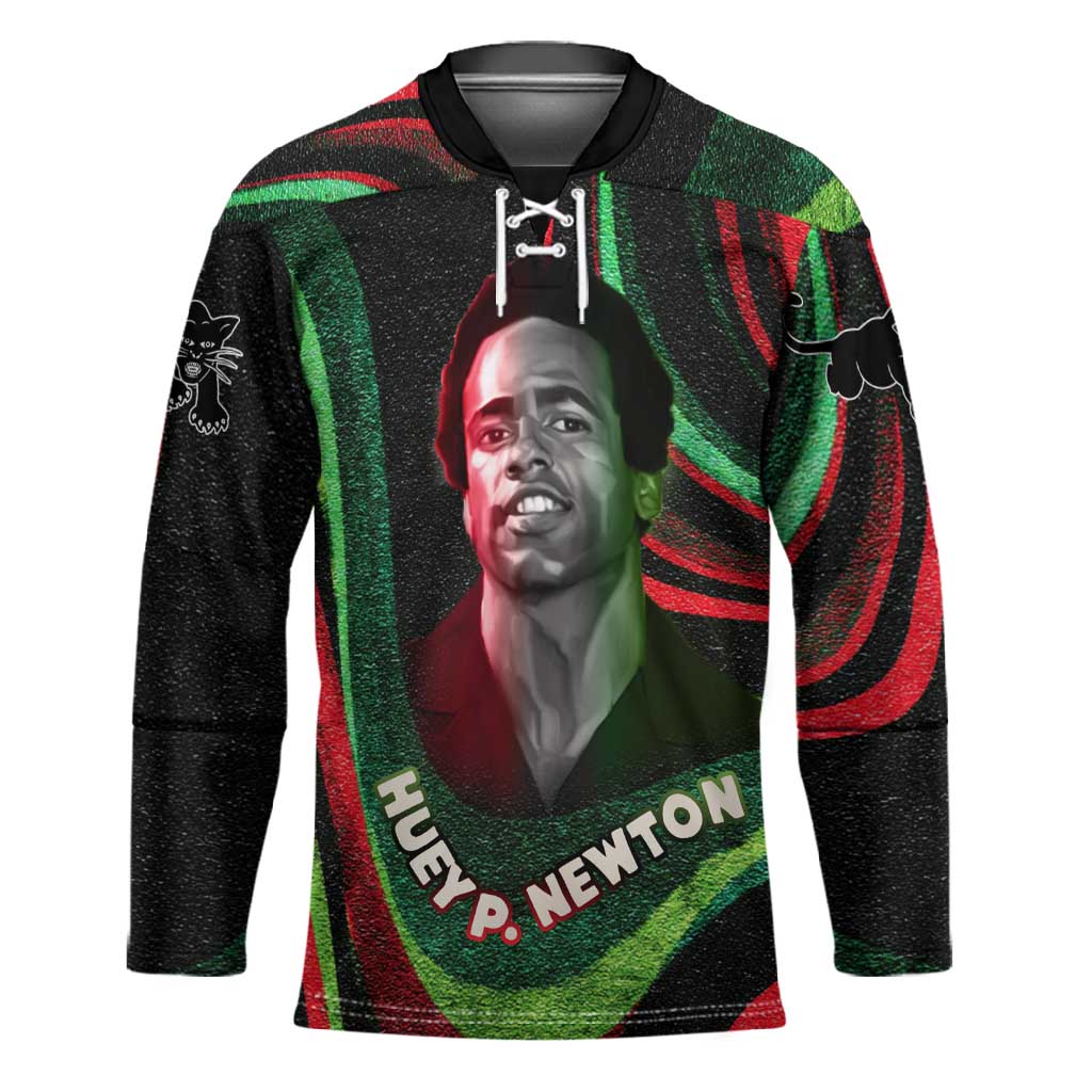 Huey P. Newton Hockey Jersey Swirl Design Black Panther Party Symbol Revolutionary Tribute - Wonder Print Shop