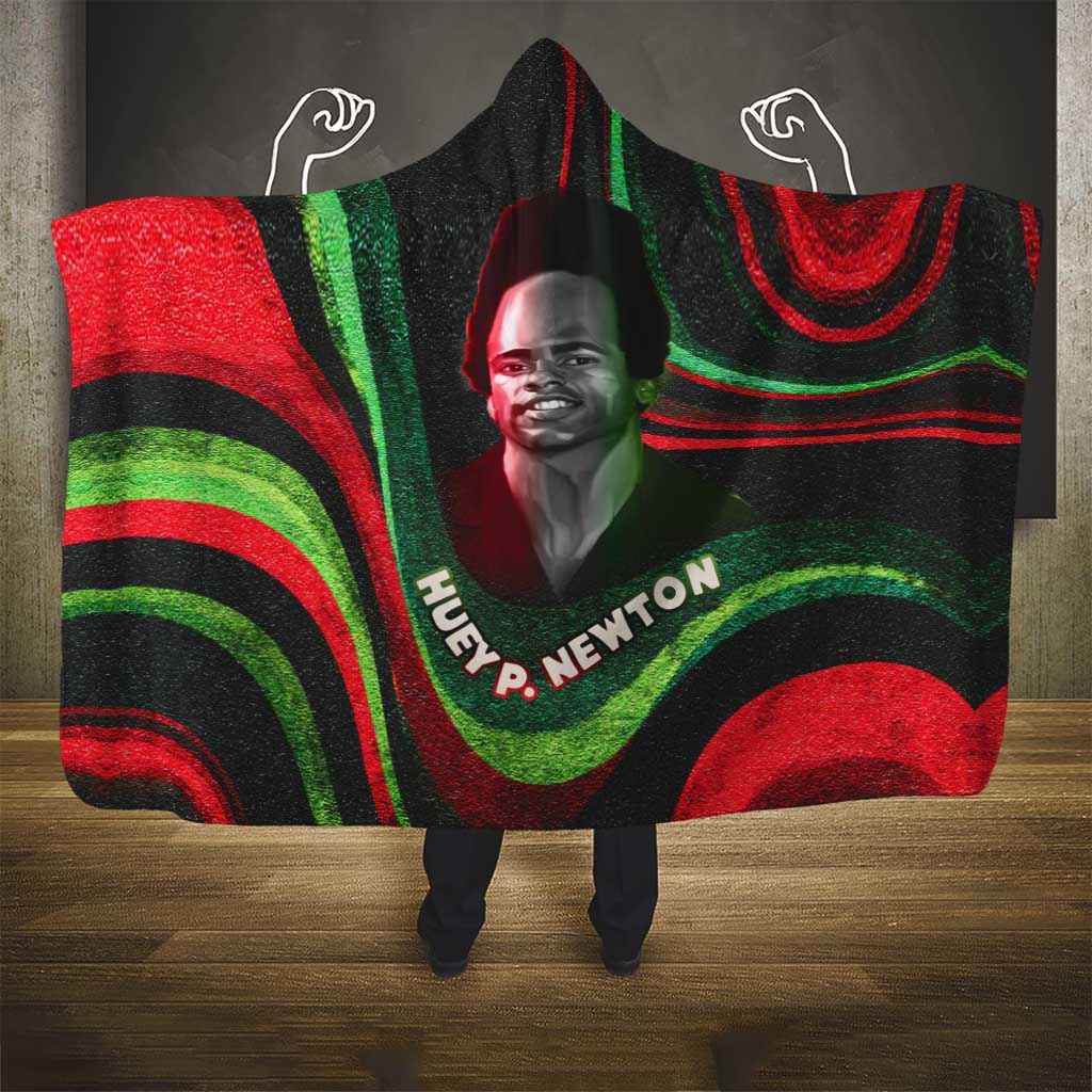 Huey P. Newton Hooded Blanket Swirl Design Black Panther Party Symbol Revolutionary Tribute - Wonder Print Shop