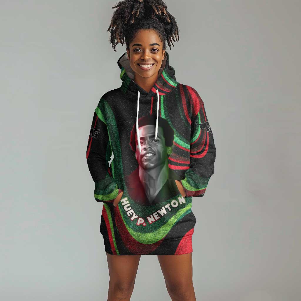 Huey P. Newton Hoodie Dress Swirl Design Black Panther Party Symbol Revolutionary Tribute - Wonder Print Shop