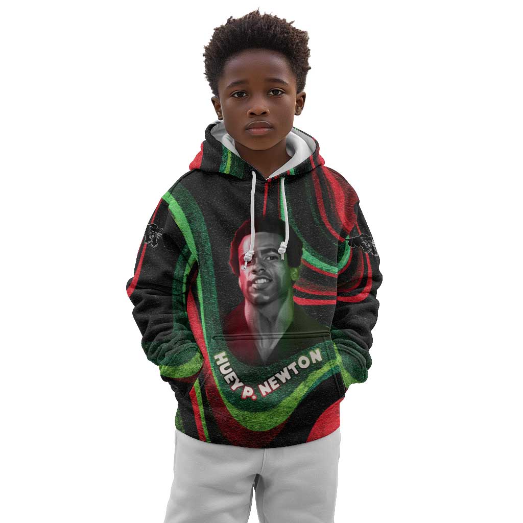 Huey P. Newton Kid Hoodie Swirl Design Black Panther Party Symbol Revolutionary Tribute - Wonder Print Shop