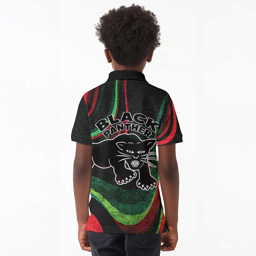 Huey P. Newton Kid Polo Shirt Swirl Design Black Panther Party Symbol Revolutionary Tribute TS04