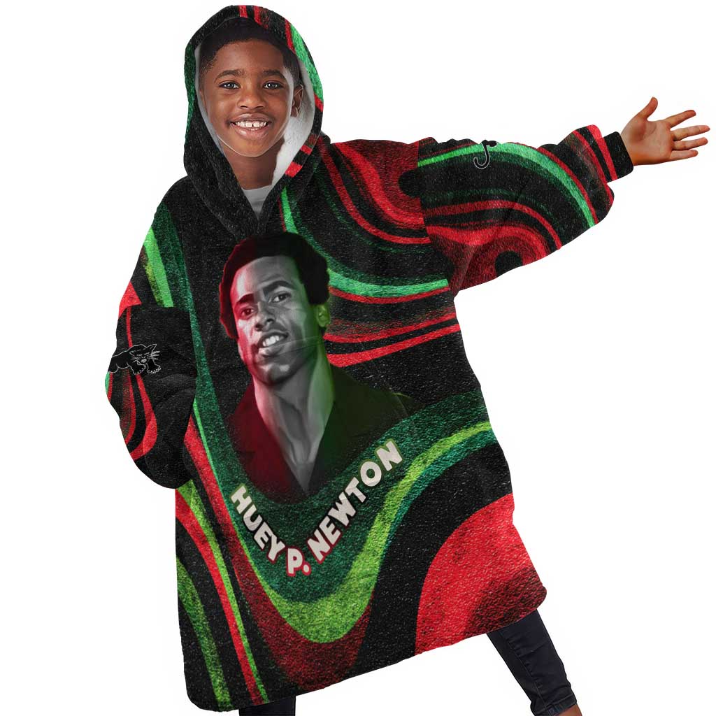 Huey P. Newton Kid Wearable Blanket Hoodie Swirl Design Black Panther Party Symbol Revolutionary Tribute - Wonder Print Shop