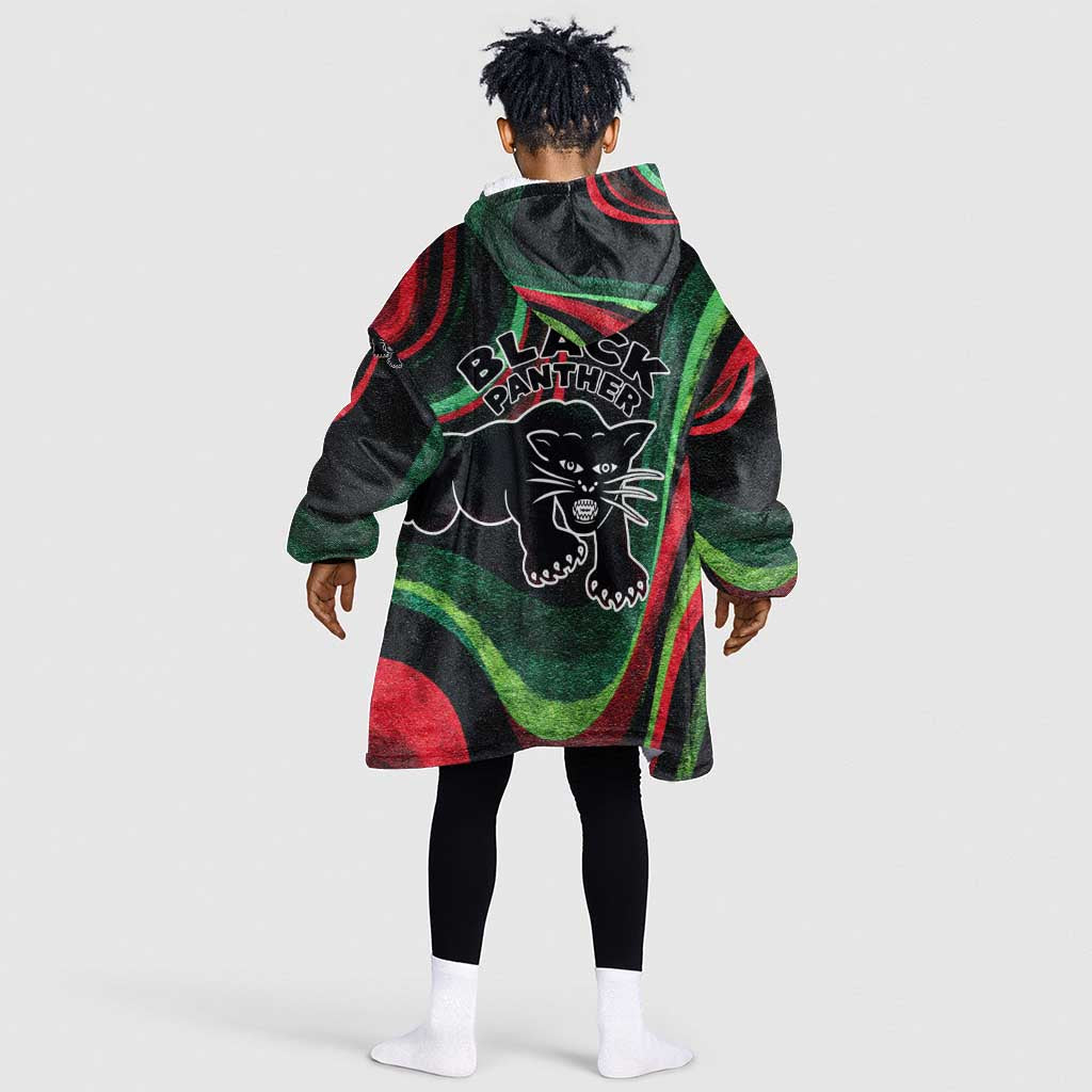 Huey P. Newton Kid Wearable Blanket Hoodie Swirl Design Black Panther Party Symbol Revolutionary Tribute - Wonder Print Shop