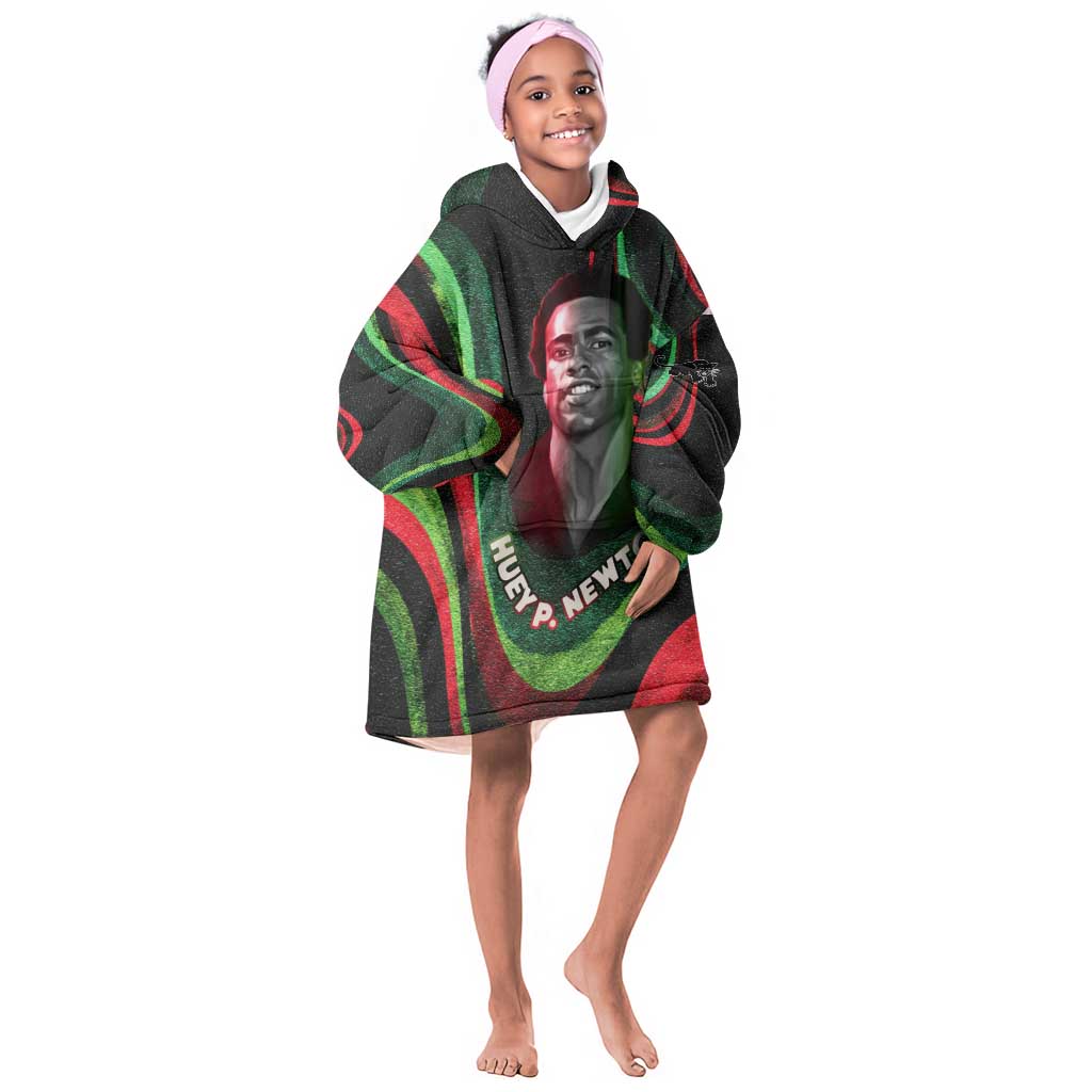 Huey P. Newton Kid Wearable Blanket Hoodie Swirl Design Black Panther Party Symbol Revolutionary Tribute - Wonder Print Shop