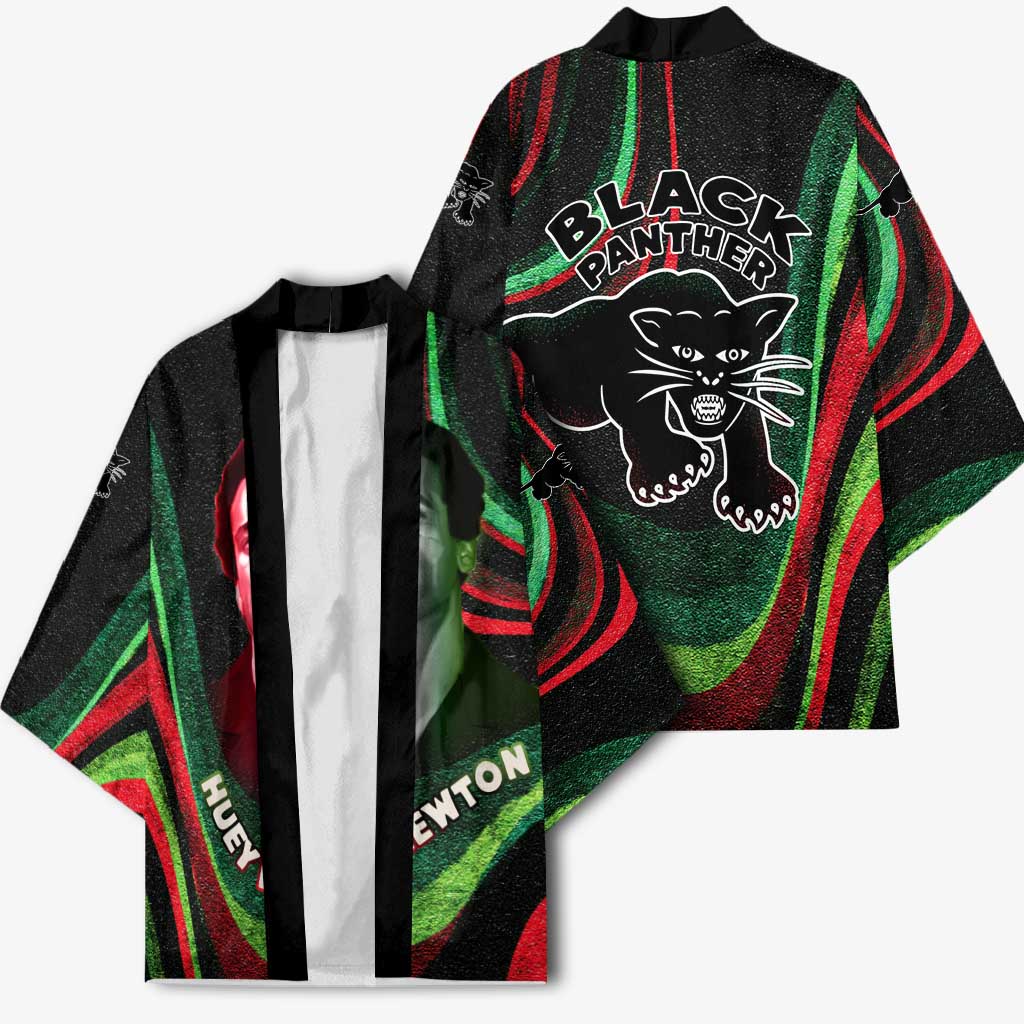 Huey P. Newton Kimono Swirl Design Black Panther Party Symbol Revolutionary Tribute - Wonder Print Shop