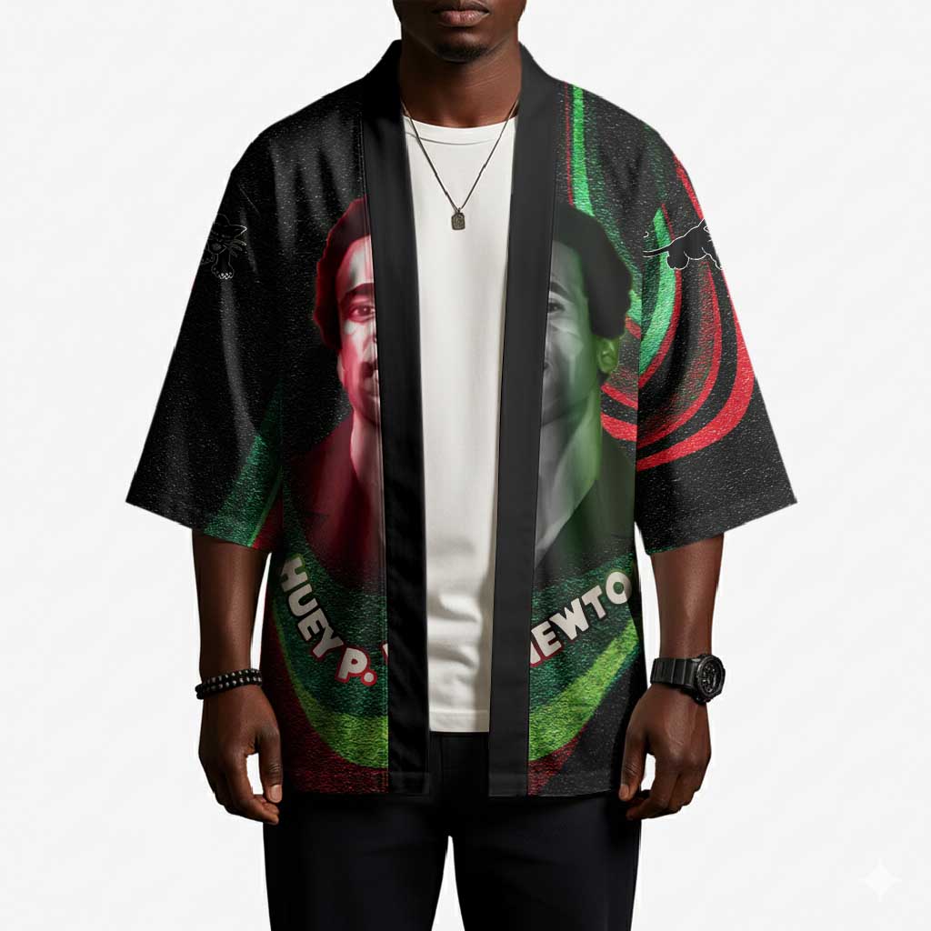Huey P. Newton Kimono Swirl Design Black Panther Party Symbol Revolutionary Tribute - Wonder Print Shop