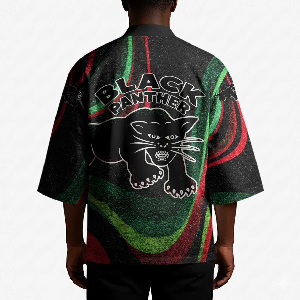 Huey P. Newton Kimono Swirl Design Black Panther Party Symbol Revolutionary Tribute - Wonder Print Shop