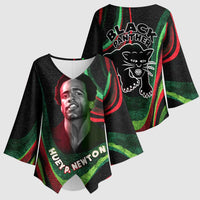 Huey P. Newton Kimono Sleeve Blouse Swirl Design Black Panther Party Symbol Revolutionary Tribute - Wonder Print Shop