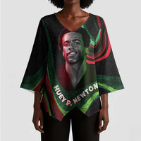 Huey P. Newton Kimono Sleeve Blouse Swirl Design Black Panther Party Symbol Revolutionary Tribute - Wonder Print Shop