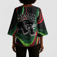 Huey P. Newton Kimono Sleeve Blouse Swirl Design Black Panther Party Symbol Revolutionary Tribute - Wonder Print Shop