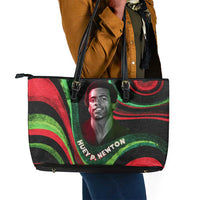 Huey P. Newton Leather Tote Bag Swirl Design Black Panther Party Symbol Revolutionary Tribute - Wonder Print Shop