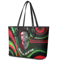 Huey P. Newton Leather Tote Bag Swirl Design Black Panther Party Symbol Revolutionary Tribute - Wonder Print Shop