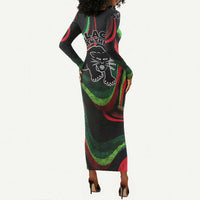 Huey P. Newton Long Sleeve Bodycon Dress Swirl Design Black Panther Party Symbol Revolutionary Tribute - Wonder Print Shop