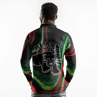 Huey P. Newton Long Sleeve Polo Shirt Swirl Design Black Panther Party Symbol Revolutionary Tribute - Wonder Print Shop