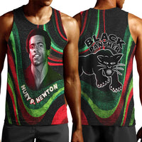 Huey P. Newton Men Tank Top Swirl Design Black Panther Party Symbol Revolutionary Tribute - Wonder Print Shop