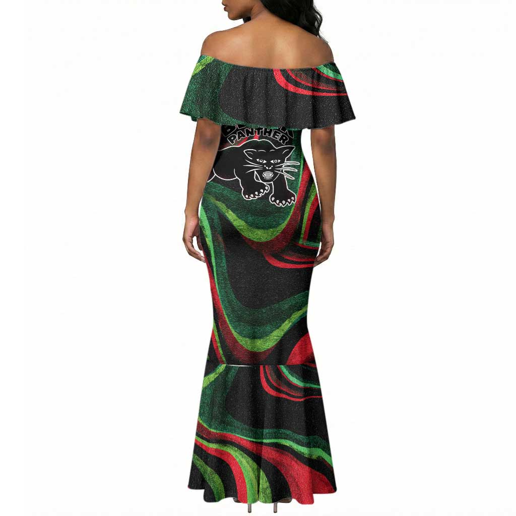 Huey P. Newton Mermaid Dress Swirl Design Black Panther Party Symbol Revolutionary Tribute TS04