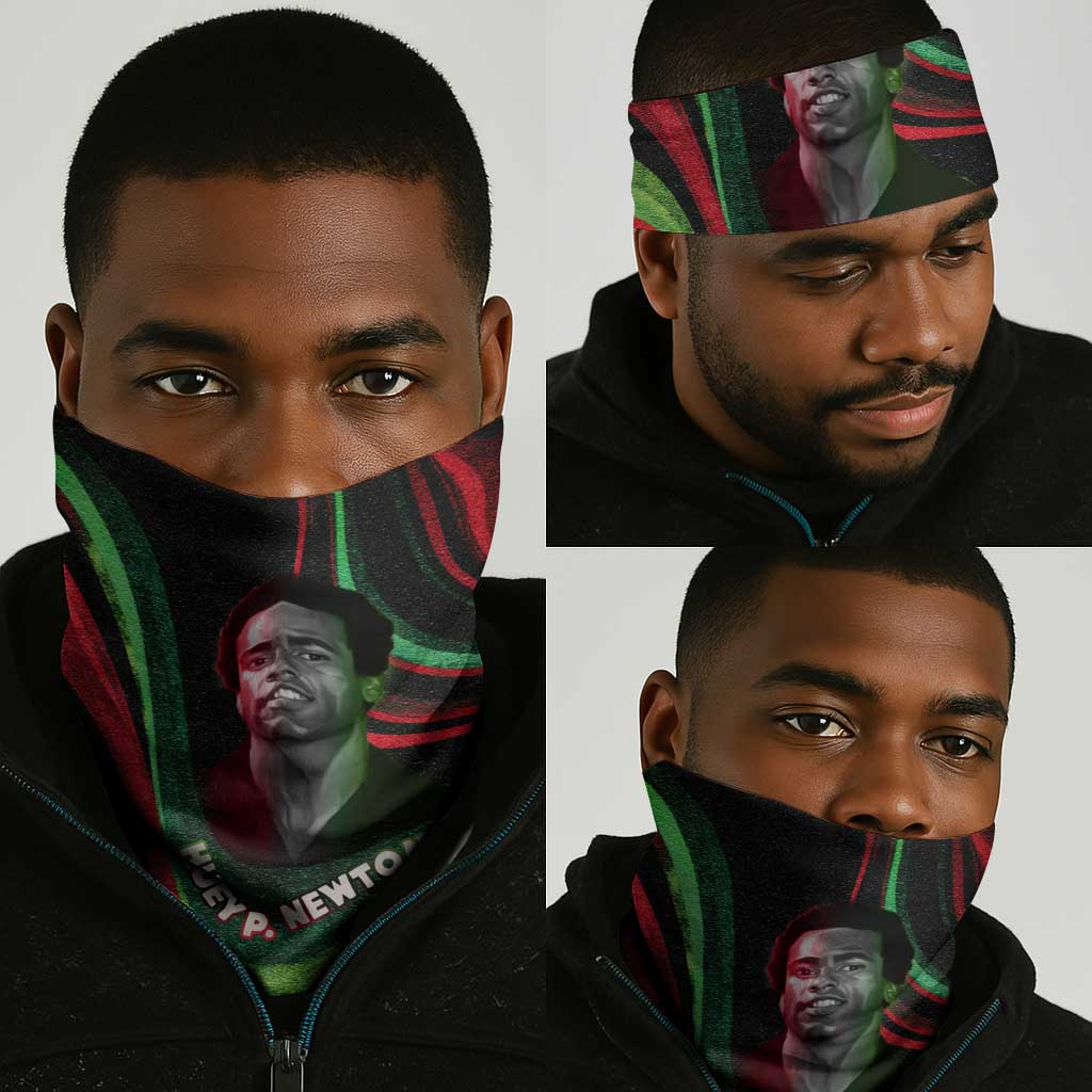Huey P. Newton Neck Gaiter Swirl Design Black Panther Party Symbol Revolutionary Tribute - Wonder Print Shop