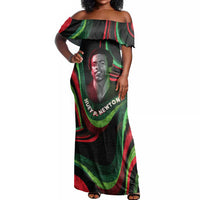Huey P. Newton Off Shoulder Maxi Dress Swirl Design Black Panther Party Symbol Revolutionary Tribute - Wonder Print Shop