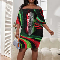 Huey P. Newton Off Shoulder Short Dress Swirl Design Black Panther Party Symbol Revolutionary Tribute - Wonder Print Shop