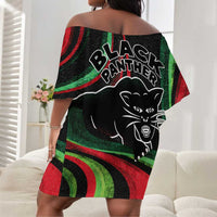 Huey P. Newton Off Shoulder Short Dress Swirl Design Black Panther Party Symbol Revolutionary Tribute - Wonder Print Shop