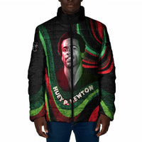 Huey P. Newton Padded Jacket Swirl Design Black Panther Party Symbol Revolutionary Tribute - Wonder Print Shop