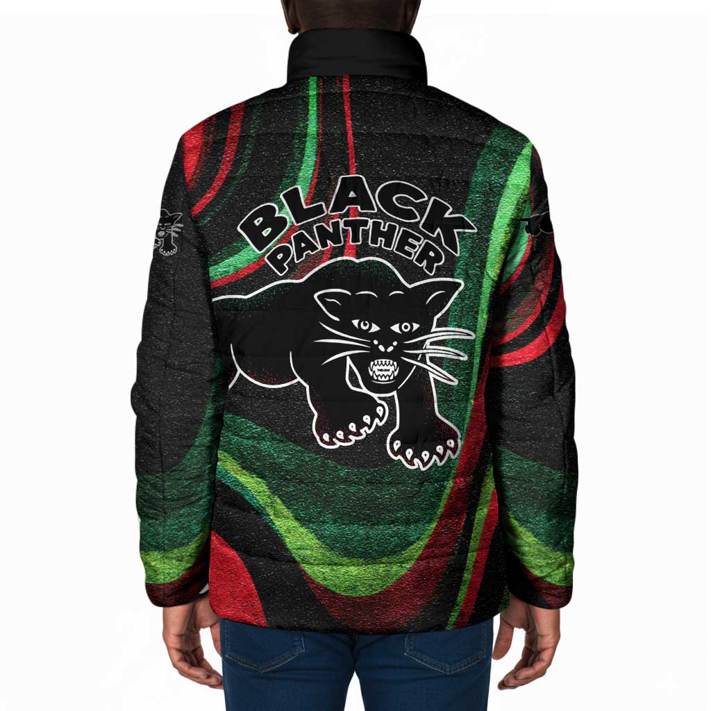 Huey P. Newton Padded Jacket Swirl Design Black Panther Party Symbol Revolutionary Tribute - Wonder Print Shop