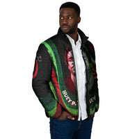 Huey P. Newton Padded Jacket Swirl Design Black Panther Party Symbol Revolutionary Tribute - Wonder Print Shop