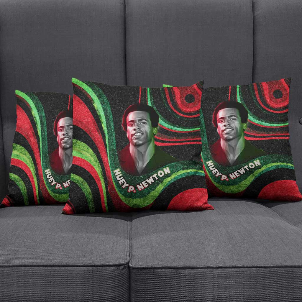 Huey P. Newton Pillow Cover Swirl Design Black Panther Party Symbol Revolutionary Tribute - Wonder Print Shop