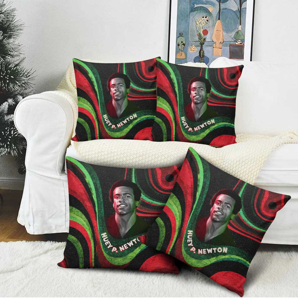 Huey P. Newton Pillow Cover Swirl Design Black Panther Party Symbol Revolutionary Tribute - Wonder Print Shop