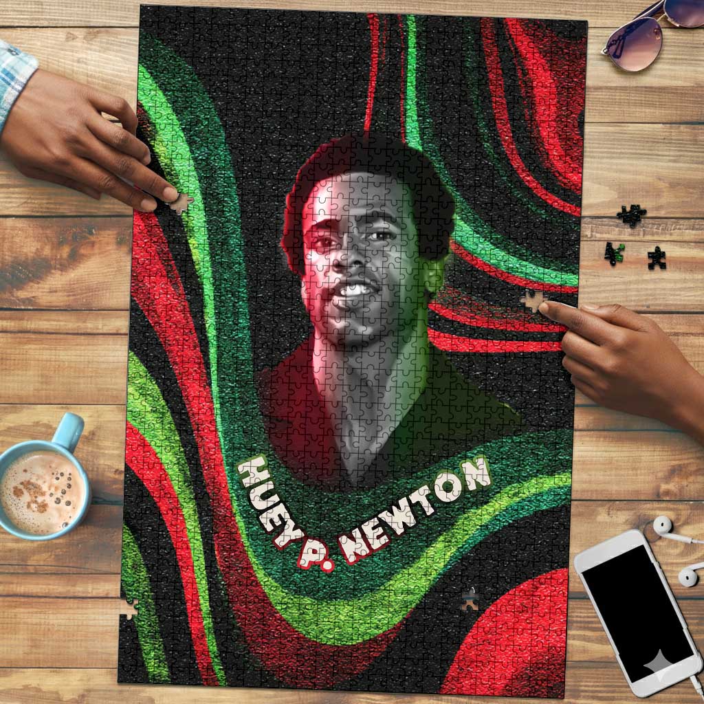 Huey P. Newton Puzzle Swirl Design Black Panther Party Symbol Revolutionary Tribute - Wonder Print Shop
