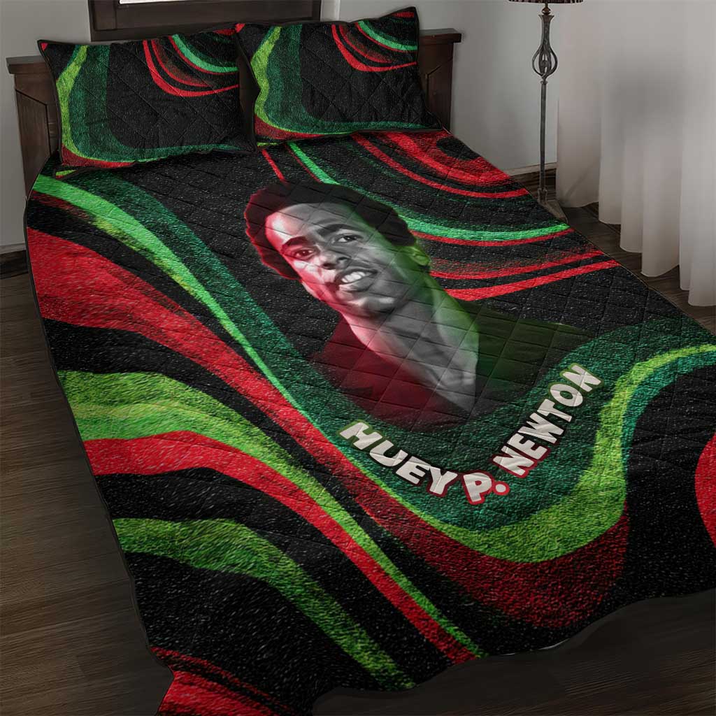Huey P. Newton Quilt Bed Set Swirl Design Black Panther Party Symbol Revolutionary Tribute - Wonder Print Shop