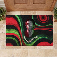Huey P. Newton Rubber Doormat Swirl Design Black Panther Party Symbol Revolutionary Tribute - Wonder Print Shop