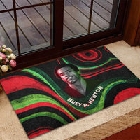 Huey P. Newton Rubber Doormat Swirl Design Black Panther Party Symbol Revolutionary Tribute - Wonder Print Shop