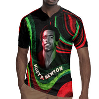 Huey P. Newton Rugby Jersey Swirl Design Black Panther Party Symbol Revolutionary Tribute TS04