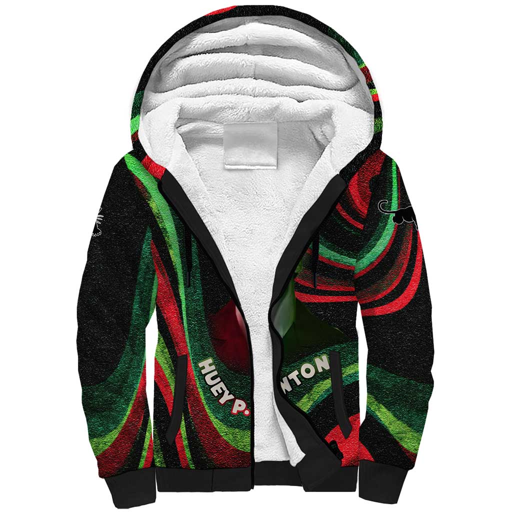 Huey P. Newton Sherpa Hoodie Swirl Design Black Panther Party Symbol Revolutionary Tribute - Wonder Print Shop