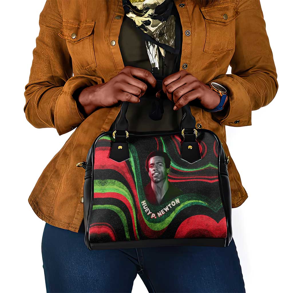 Huey P. Newton Shoulder Handbag Swirl Design Black Panther Party Symbol Revolutionary Tribute - Wonder Print Shop