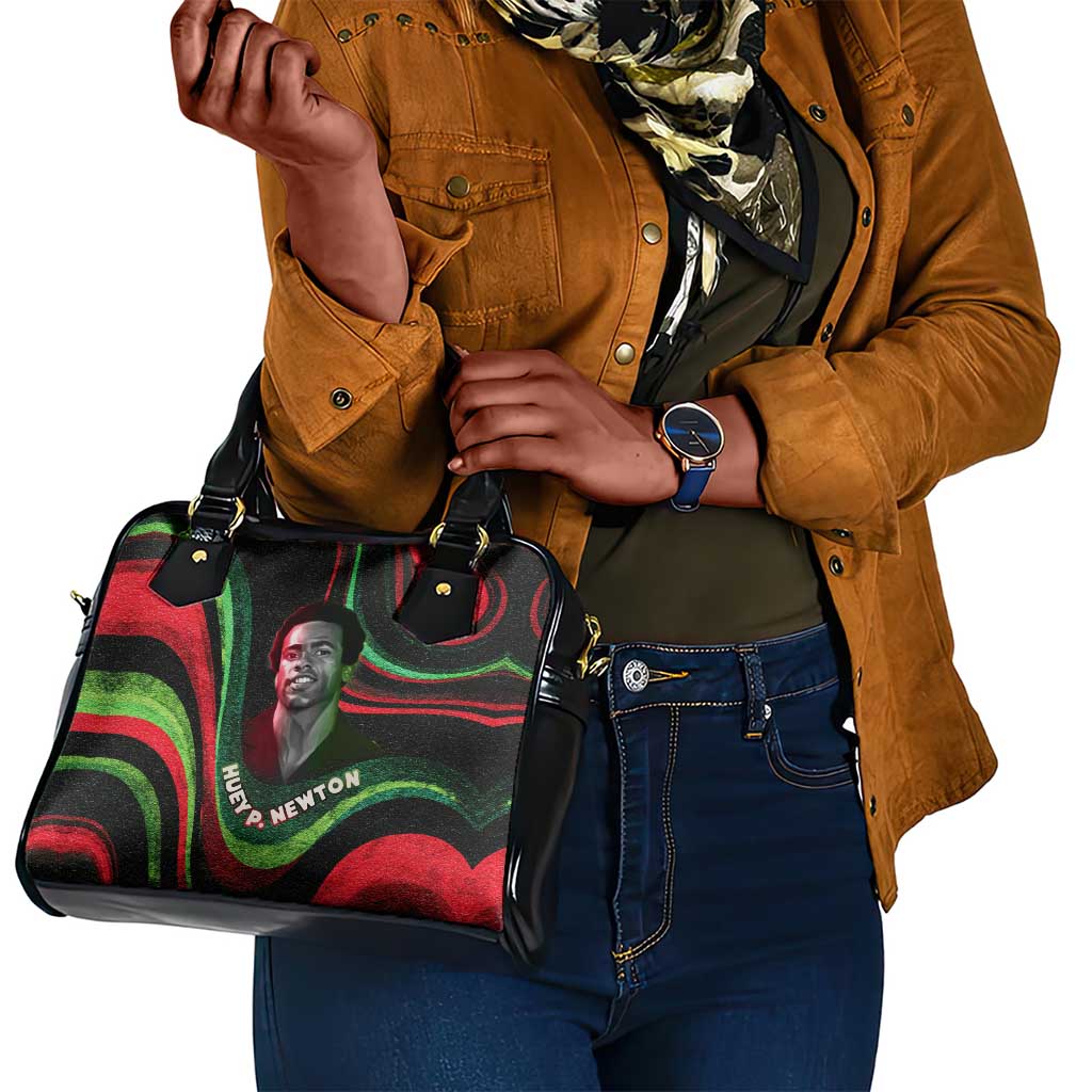 Huey P. Newton Shoulder Handbag Swirl Design Black Panther Party Symbol Revolutionary Tribute - Wonder Print Shop