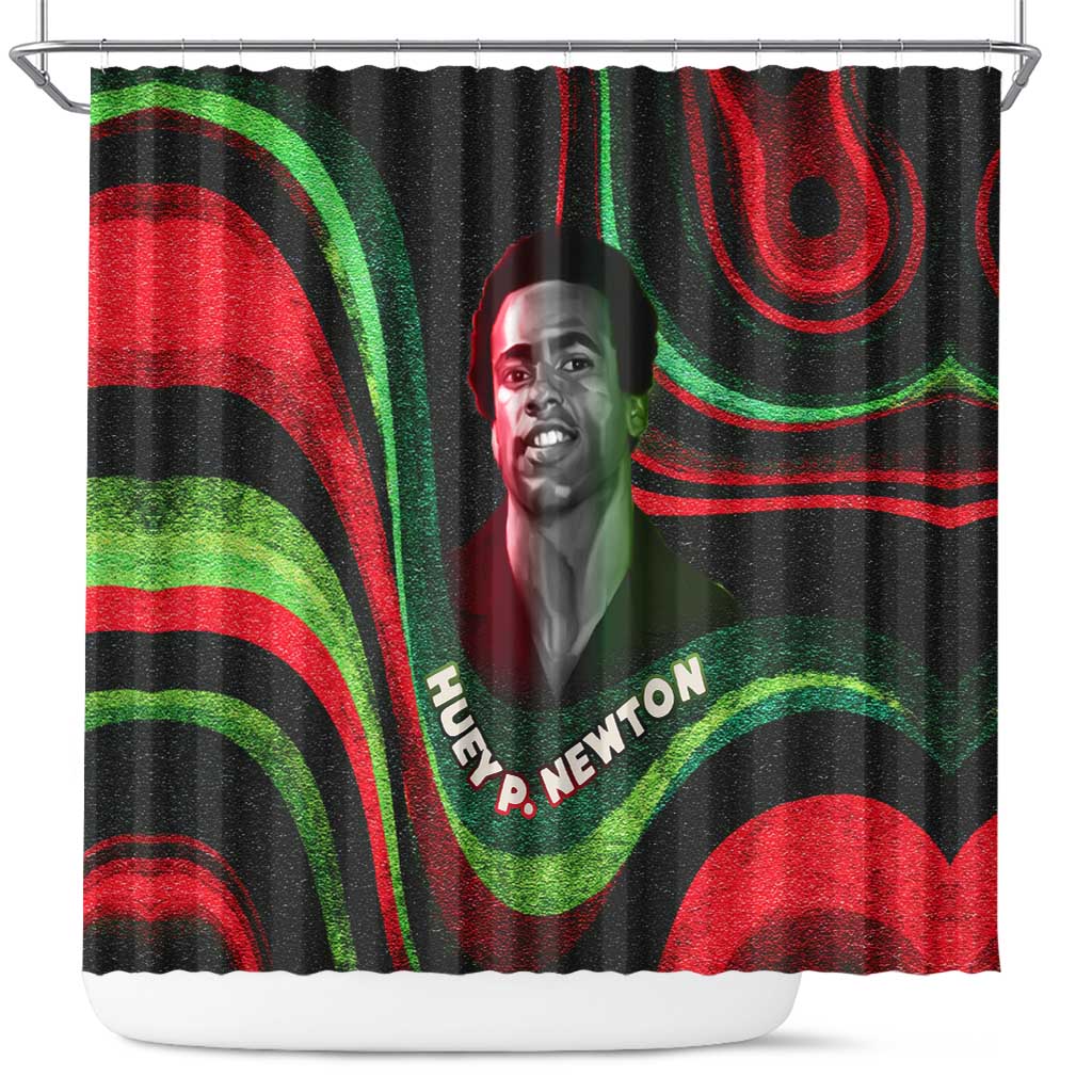 Huey P. Newton Shower Curtain Swirl Design Black Panther Party Symbol Revolutionary Tribute - Wonder Print Shop