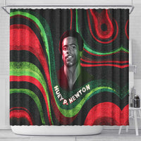 Huey P. Newton Shower Curtain Swirl Design Black Panther Party Symbol Revolutionary Tribute - Wonder Print Shop