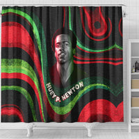Huey P. Newton Shower Curtain Swirl Design Black Panther Party Symbol Revolutionary Tribute - Wonder Print Shop