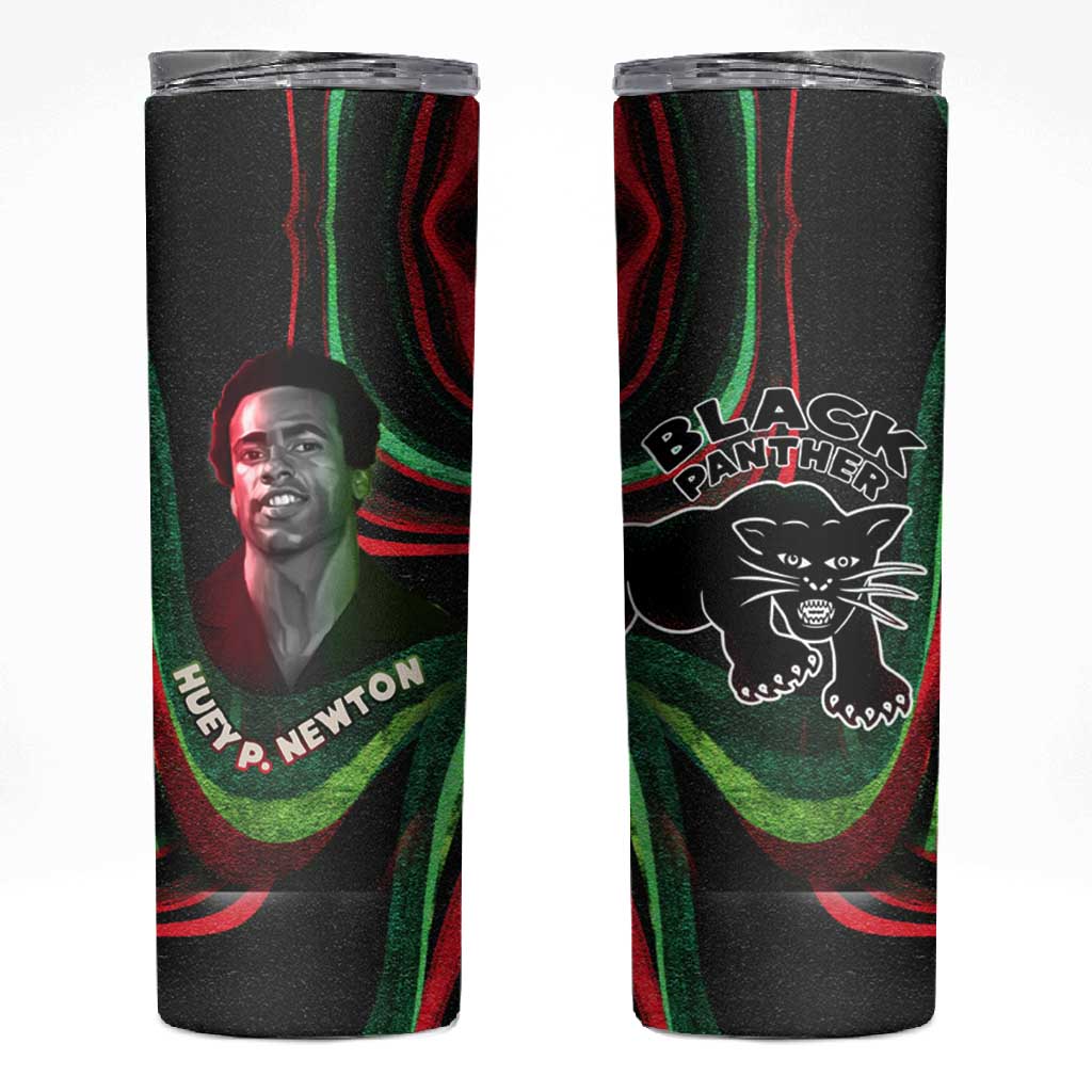 Huey P. Newton Skinny Tumbler Swirl Design Black Panther Party Symbol Revolutionary Tribute - Wonder Print Shop