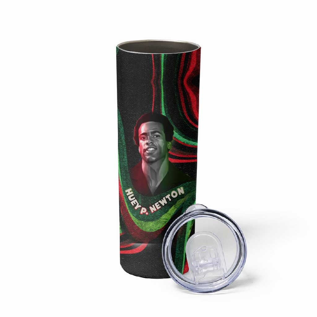Huey P. Newton Skinny Tumbler Swirl Design Black Panther Party Symbol Revolutionary Tribute - Wonder Print Shop
