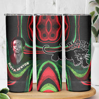 Huey P. Newton Skinny Tumbler Swirl Design Black Panther Party Symbol Revolutionary Tribute - Wonder Print Shop