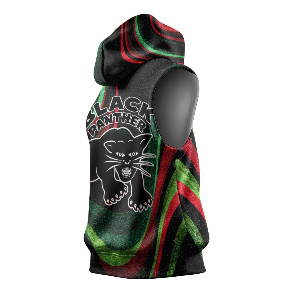Huey P. Newton Sleeveless Hoodie Swirl Design Black Panther Party Symbol Revolutionary Tribute - Wonder Print Shop