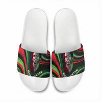 Huey P. Newton Slide Sandals Swirl Design Black Panther Party Symbol Revolutionary Tribute - Wonder Print Shop