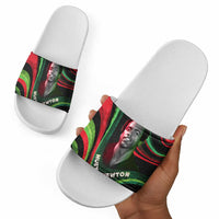 Huey P. Newton Slide Sandals Swirl Design Black Panther Party Symbol Revolutionary Tribute - Wonder Print Shop