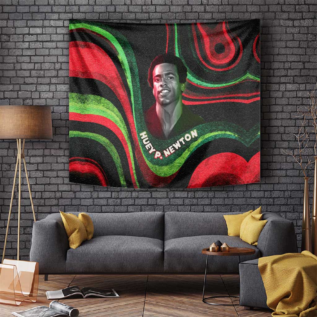 Huey P. Newton Tapestry Swirl Design Black Panther Party Symbol Revolutionary Tribute - Wonder Print Shop