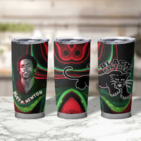 Huey P. Newton Tumbler Cup Swirl Design Black Panther Party Symbol Revolutionary Tribute - Wonder Print Shop